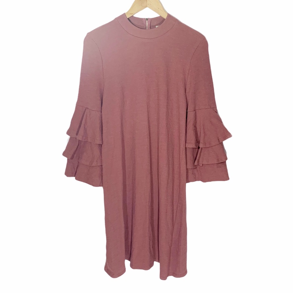 🎄 3/$15 Le Lis Ruffle Sleeve Mauve Swing Dress S